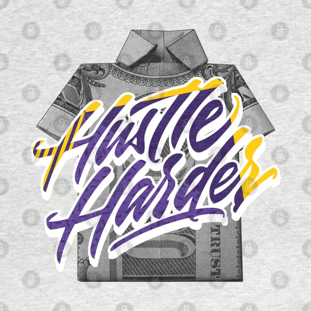 Hustle Harder Court Purple University Gold by funandgames